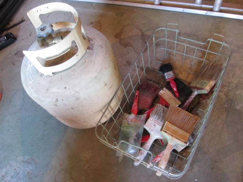 lot 68 image: Propane tank WITH fuel and basket o...