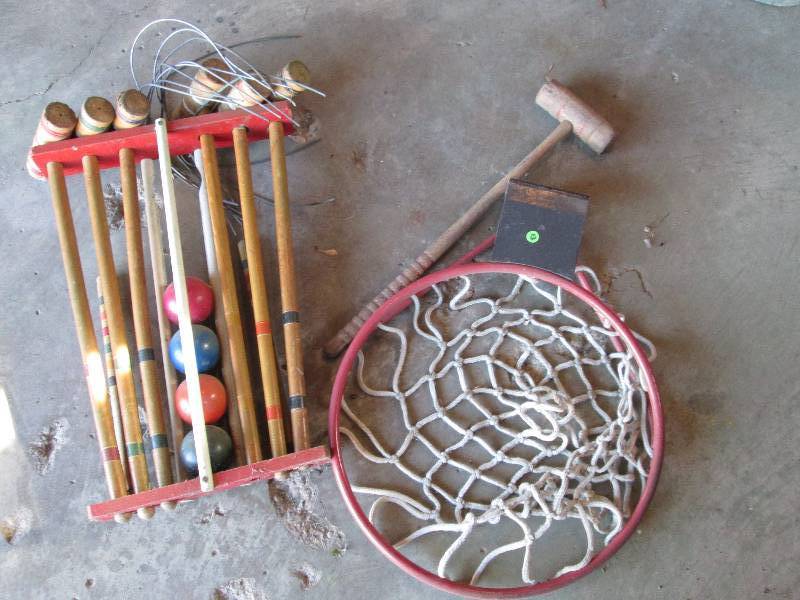 lot 81 image: Vintage croquet set and basketball ...