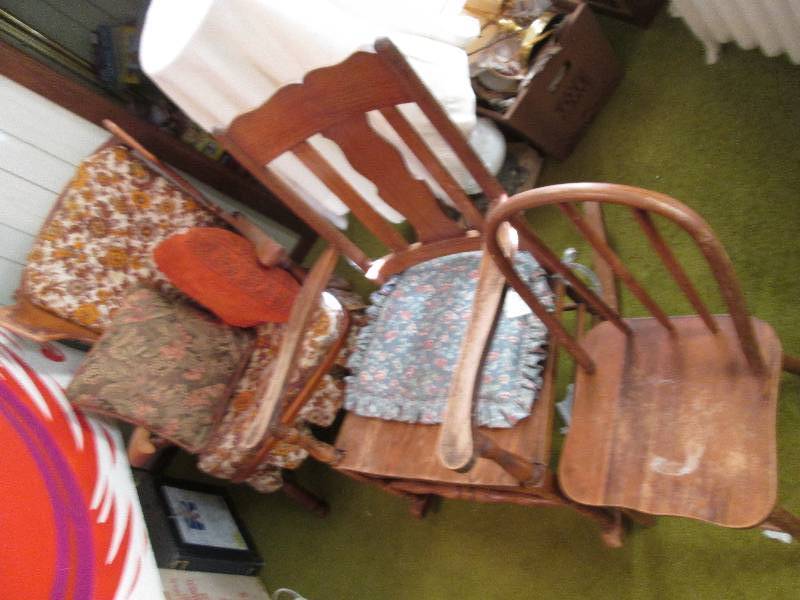 lot 111 image: Vintage wood chairs...