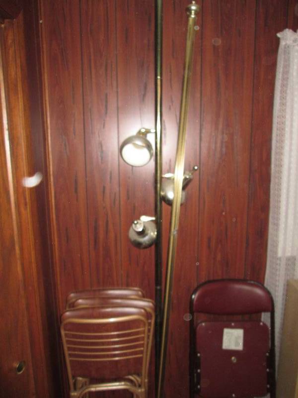 lot 160 image: Floor lamp and vintage folding chai...