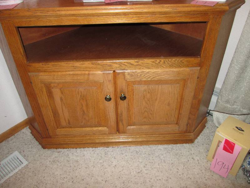 lot 210 image: Wooden corner Television stand with...