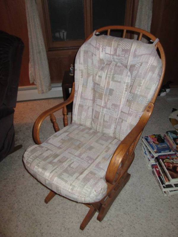 lot 220 image: Wood framed glider rocker...