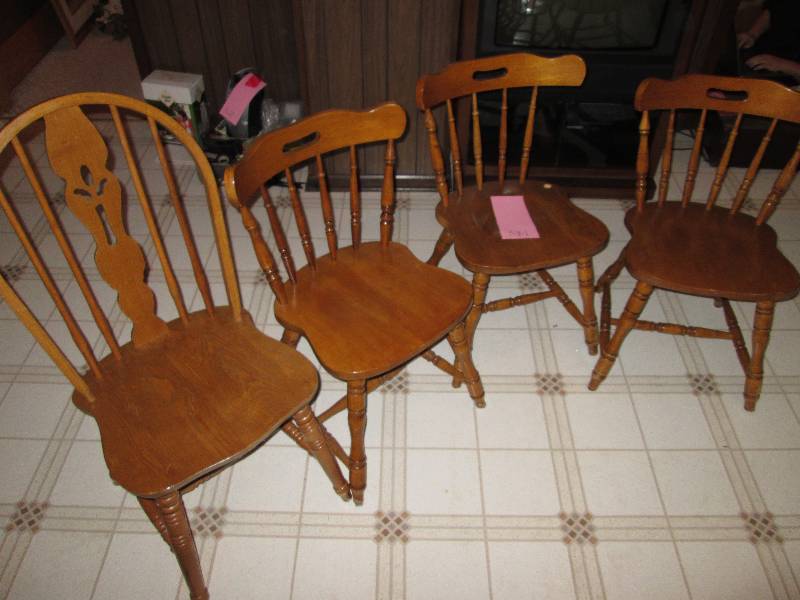 lot 331 image: 3 matching wooden chairs plus one m...