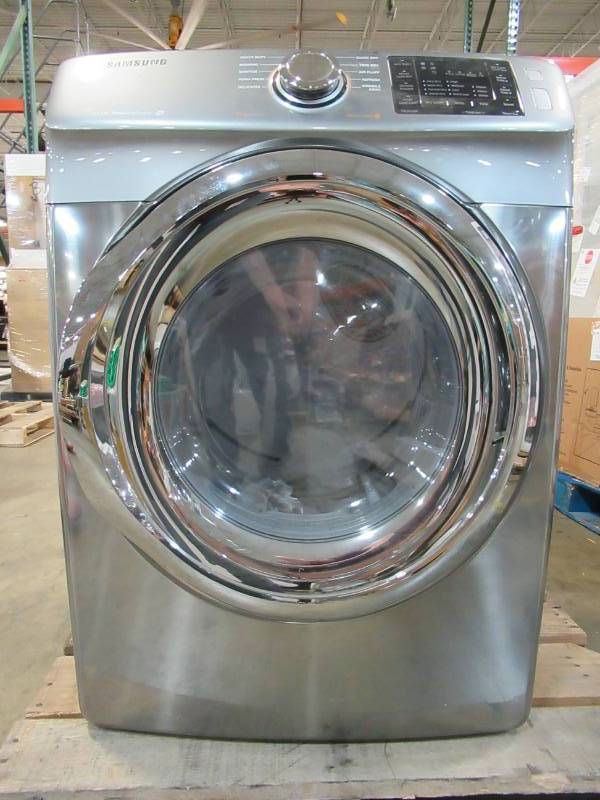 lot 35 image: Samsung 7.5 Cu. Ft. Front-Load Electric Steam Dryer with Sensor Dry, Platinum - SCRATCH & DENT