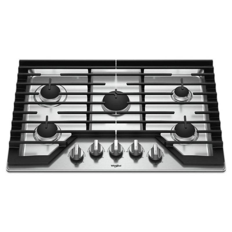lot 20 image: Whirlpool 30 in. Gas Cooktop in Stainless Steel with 5 Burners and EZ-2-LIFT Hinged Cast-Iron Grates