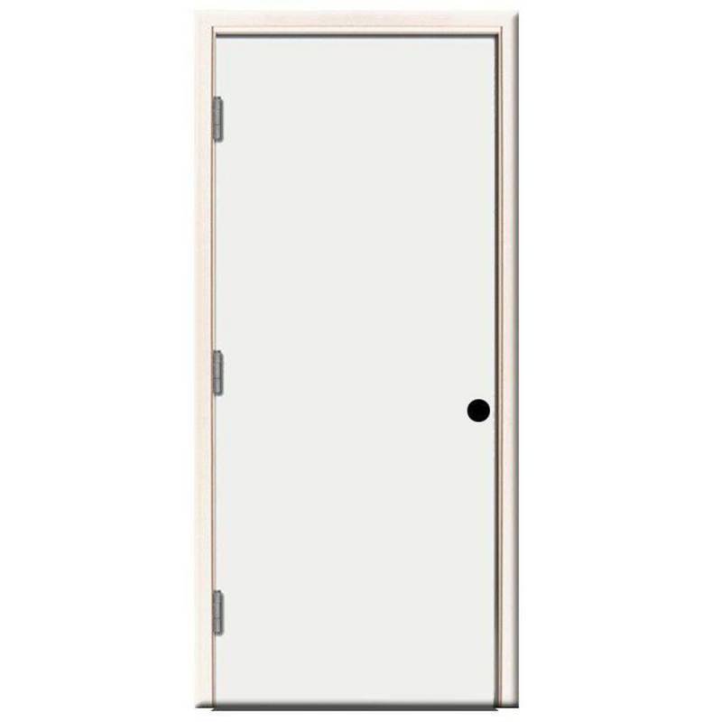 lot 52 image: Steves & Sons 36 in. x 80 in. Premium Flush Primed White Right-Hand Outswing Steel Prehung Front Door with 4 in. Wall