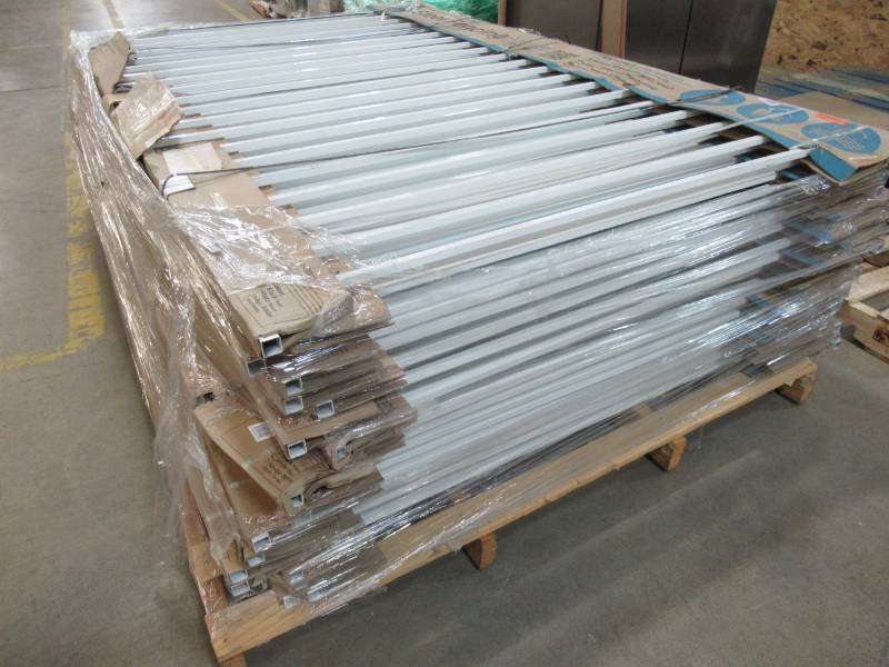 lot 126 image: (4 Panels) US Door & Fence Pro Series 4.84 ft. H x 7.75 ft. W White Steel Fence Panel
