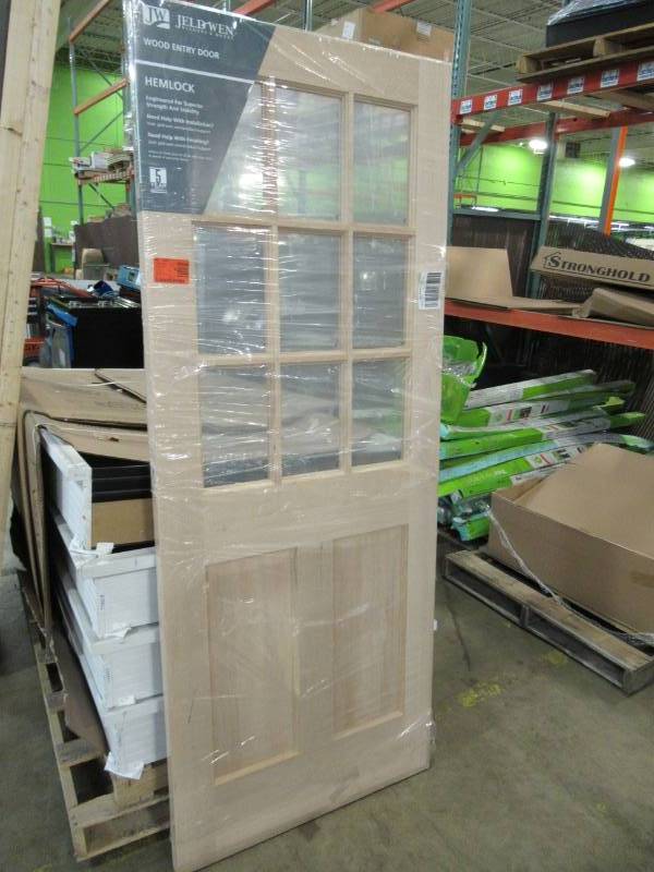 lot 46 image: Jeld-Wen 32 X 80 Unfinished 9 lite, Hemlock Door Slab.