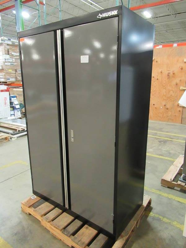 lot 4 image: Husky 72 in. H x 46 in. W x 24 in. D Welded Steel Floor Cabinet in BlackGray