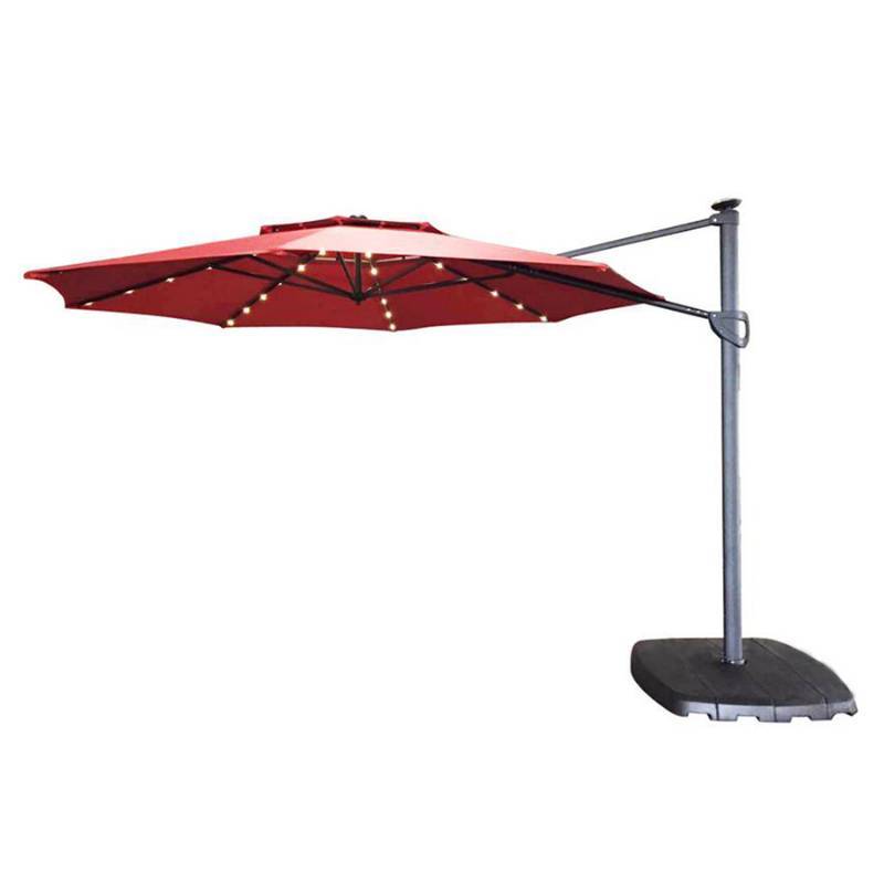 Simply Shade Red Offset Pre Lit 11 Ft Patio Umbrella With Base Lights Do Not Work Mn Home Outlet Auction Burnsville 58 K Bid