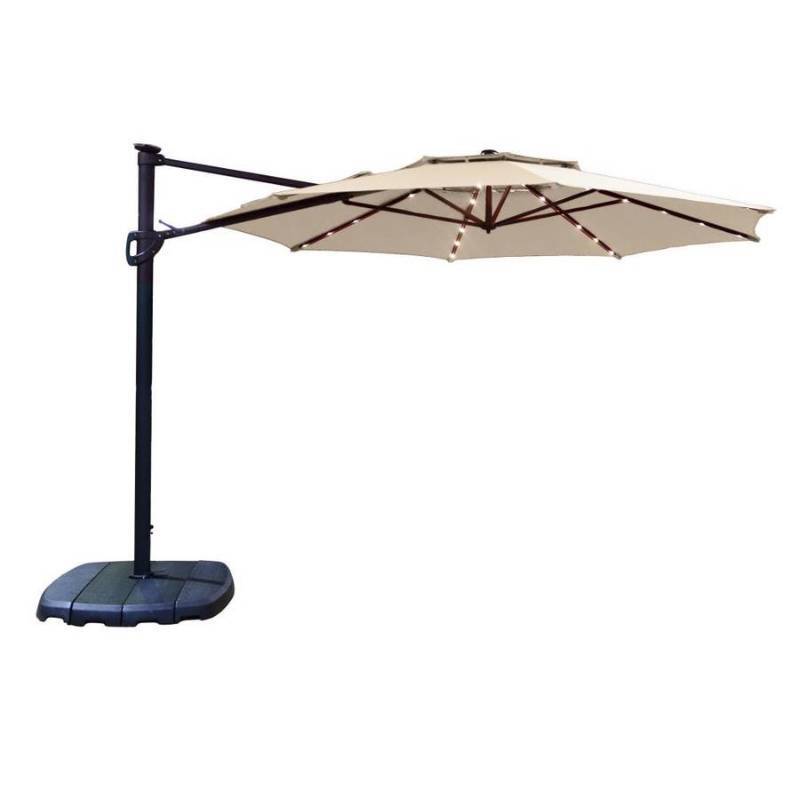 Simply Shade Cantilever Umbrella Tan Offset Pre Lit 11 Ft Patio Umbrella With Base Ag45rld Ls 4 Missing Charger 2 Small Holes In Canopy Mn Home Outlet Auction Burnsville 58 K Bid