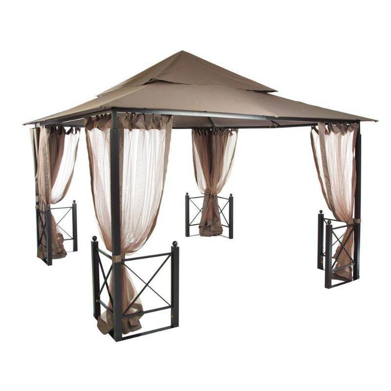 lot 161 image: Hampton Bay 12 ft. x 12 ft. Harbor Gazebo, Model GFS01250A - Open Box (May be missing parts)