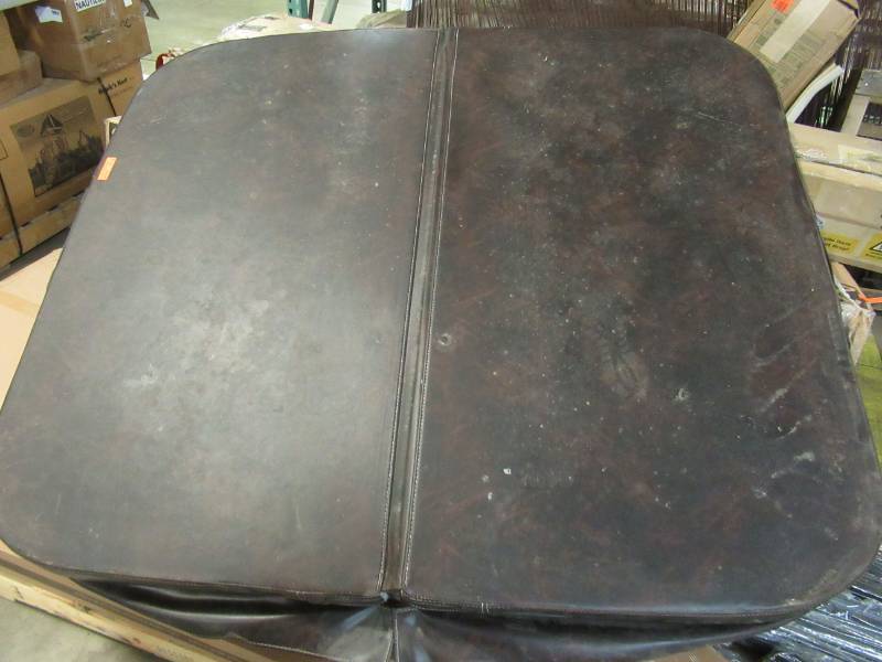 lot 158 image: USED - Beyondnice 72 in. x 62.25 in. Hot Tub Spa Cover for Thermo Spas Penthouse, 5 in. - 3 in. Thick, 2 in. Radius Corners in Brown