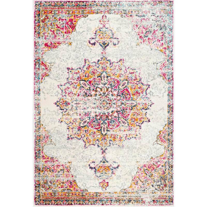 lot 172 image: Nuloom Sunny Wildflower Medallion Pink 7 ft. x 9 ft. Area Rug, Model RZBD36B-6709