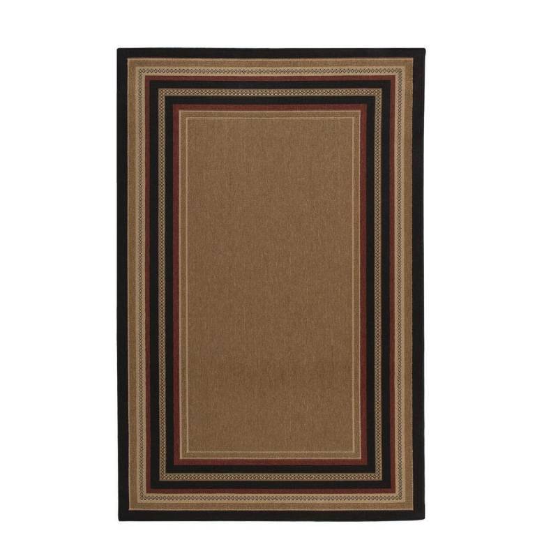 lot 173 image: Hampton Bay Border Chili RedBrown 7 ft. 7 in. x 10 ft. 10 in. IndoorOutdoor Area Rug, Red
