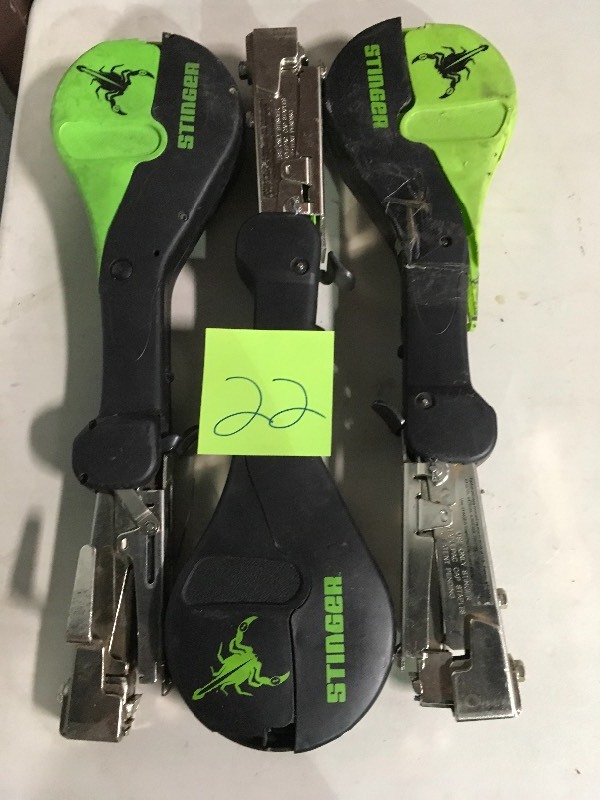lot 22 image: Lot of 3 Stinger Staplers used in working conditions