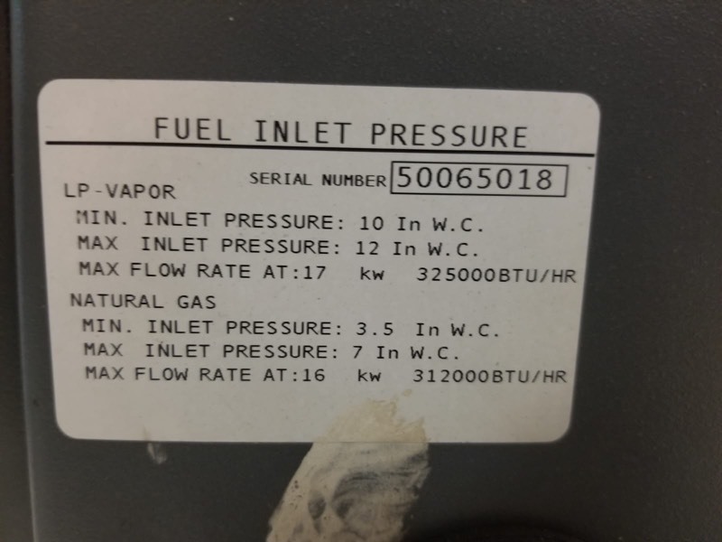 lot 39 image: Honeywell 17kw used Home Standby Generator w transfer switch not in working condition for parts or repair