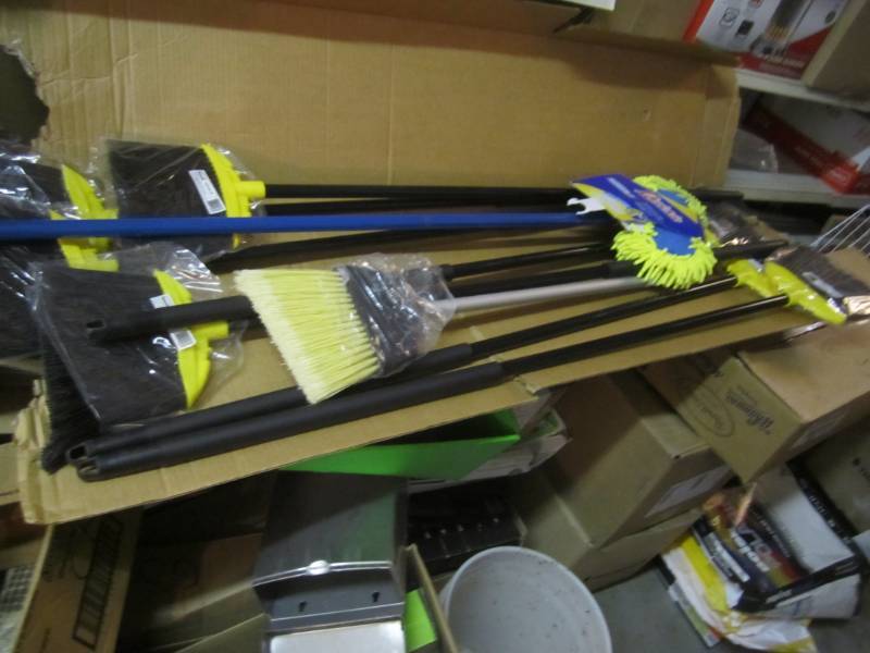 lot 95 image: Lot of 8 Rubbermaid Brooms and a Qu...
