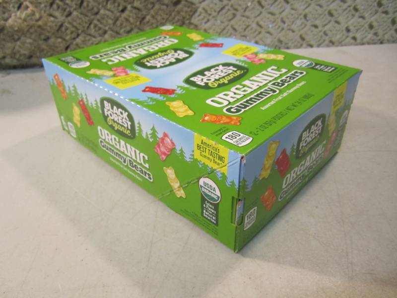 lot 127 image: Box of 12 Bags of Organic Gummy Bea...