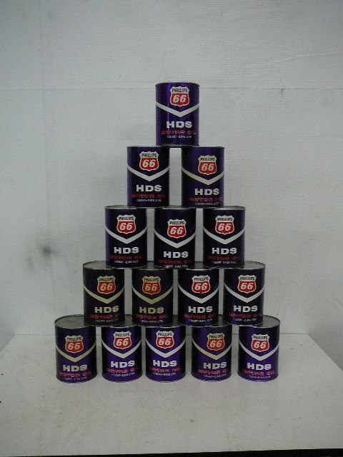 lot 37 image: Vintage Phillips 66 Paper Oil Cans with oil