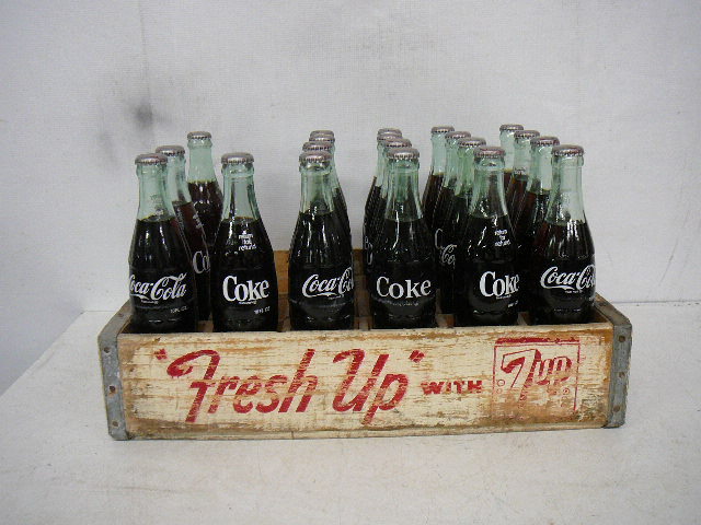 lot 42 image: Vintage Coke and crate