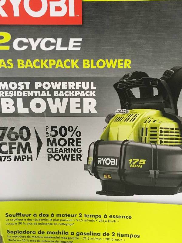 lot 4 image: Ryobi 2 Cycle Gas Backpack Blower in good working condition
