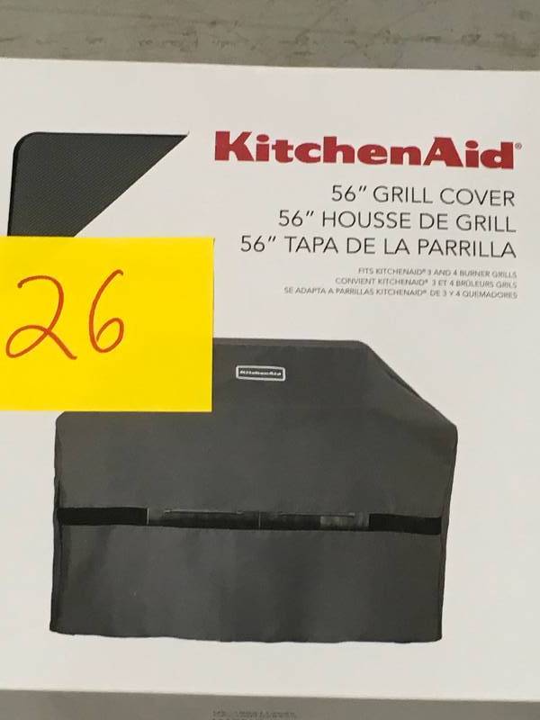 lot 26 image: Gas Grill Cover 4 Burner KitchenAid Large 30 Inch Stainless Weber Waterproof not used