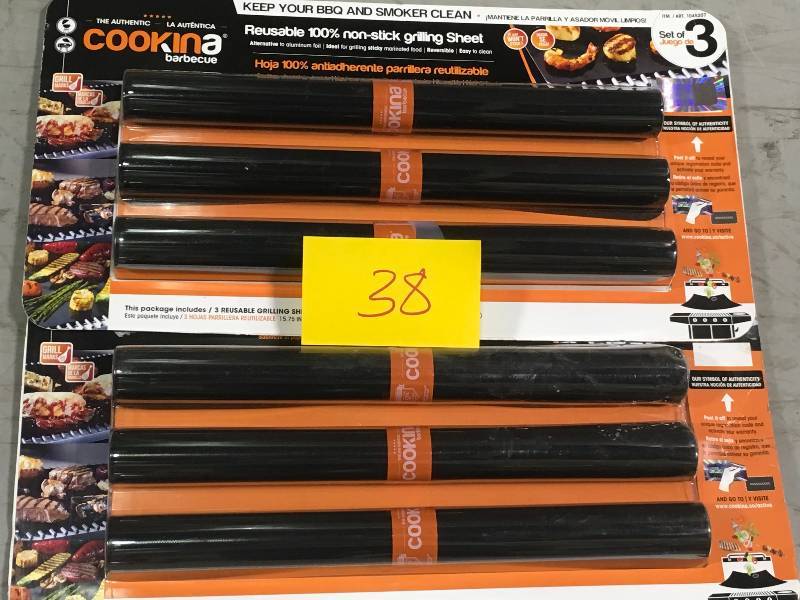 lot 38 image: LOT OF TWO Non Stick Grilling Sheets 3 Reusable Reversible Easy Clean Cookina Barbecue BBQ not used