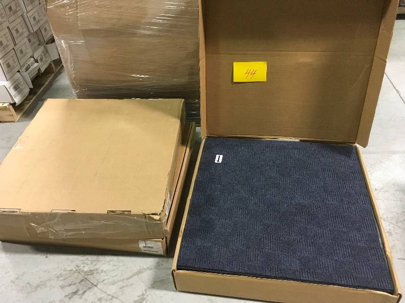 lot 44 image: LOT OF 3 CASES First Impressions City Block Ocean Blue Texture 24 in. x 24 in. Carpet Tile (15 TilesCase) open box not used