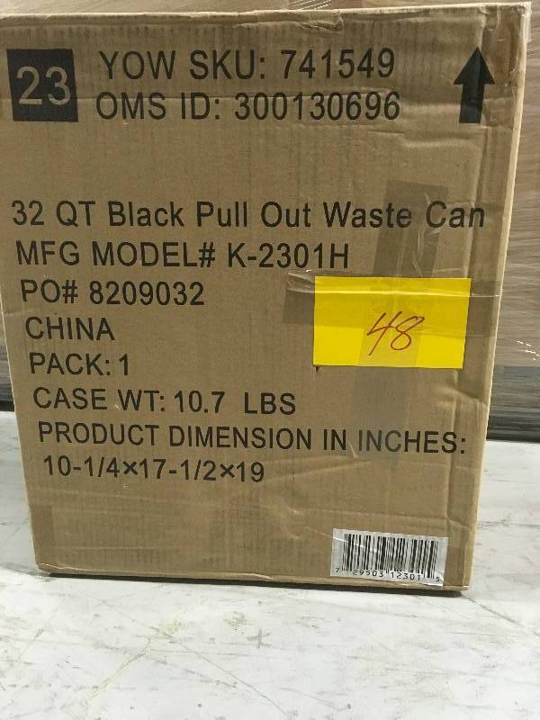 lot 48 image: Pull Out Waste Container Trash Garbage Can Kitchen Cabinet Organizer Double 35QT open box not used
