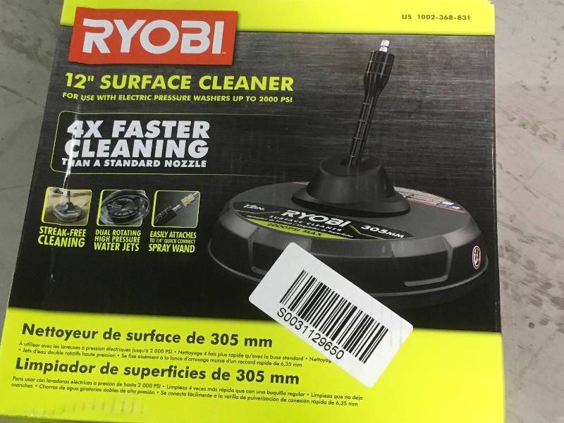 lot 56 image: Ryobi 12 in. 2000 PSI 1.4 GPM Quick Connect Surface Cleaner for Electric Pressure Washers