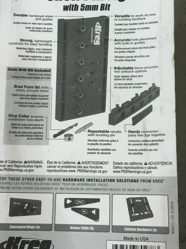 lot 64 image: Kreg Tool KMA3220 Shelf Pin Jig 5Mm Bore not used