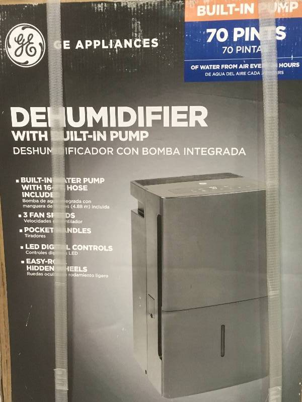 lot 75 image: GE APEL70LW 70 pt. Dehumidifier with Built-In Pump, ENERGY STAR not used