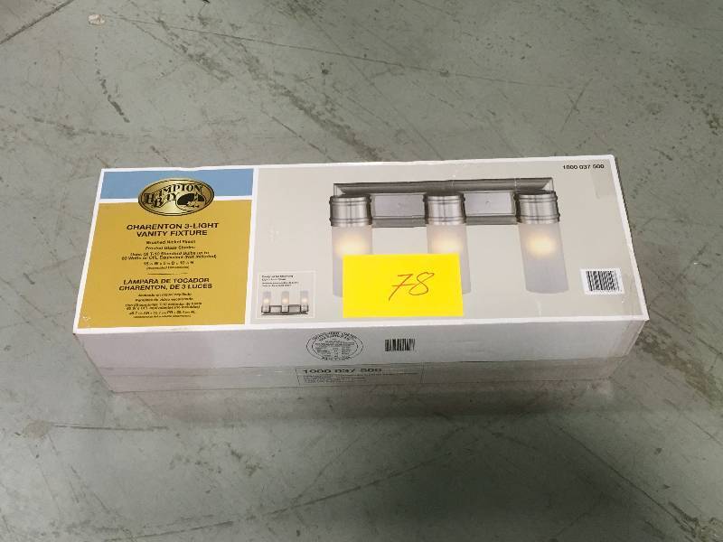 lot 78 image: Hampton Bay Charenton 3-Light Vanity Fixture Brushed Nickel new