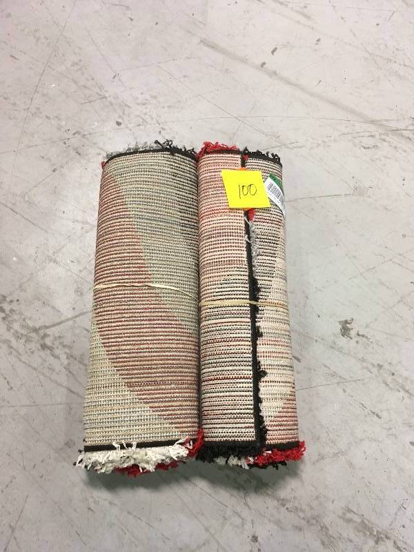 lot 100 image: LOT OF TWO MAXY HOME Bella Collection Red 2 ft. x 3 ft. Area Rug