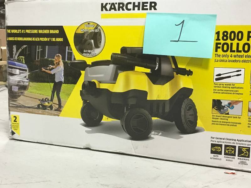 lot 1 image: Karcher K1810 1800 PSI 1.2 GPM Electric Pressure Washer open box in like new condition