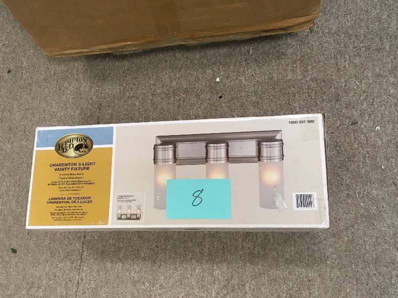 lot 8 image: 3-Light Brushed Nickel Wall Vanity Fixture new