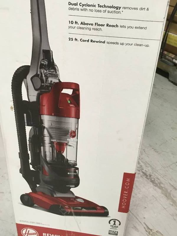lot 46 image: Hoover Rewind Bagless Upright Vacuum Cleaner, UH71012 Open box not used