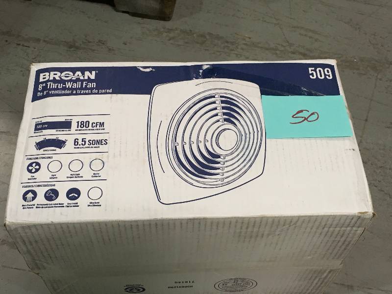 lot 50 image: Broan 180 CFM Through-the-Wall Exhaust Fan not used
