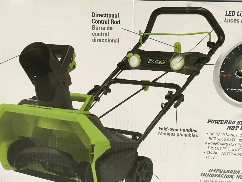 lot 55 image: Greenworks Digi-Pro GMAX 20 in. 40-Volt Cordless Electric Snow Blower - Battery and Charger Included not used