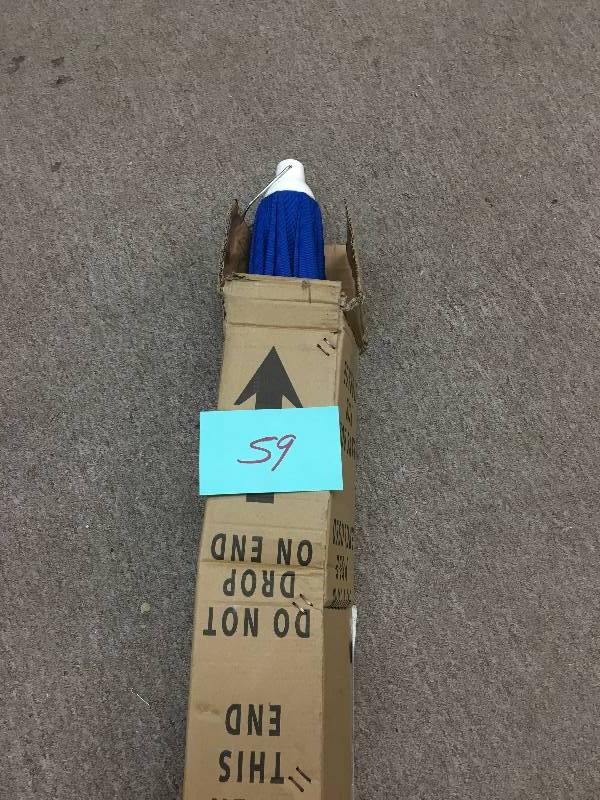 lot 59 image: California Umbrella 7-12 ft. Anodized Aluminum Push Tilt Patio Umbrella in Royal Blue Olefin new