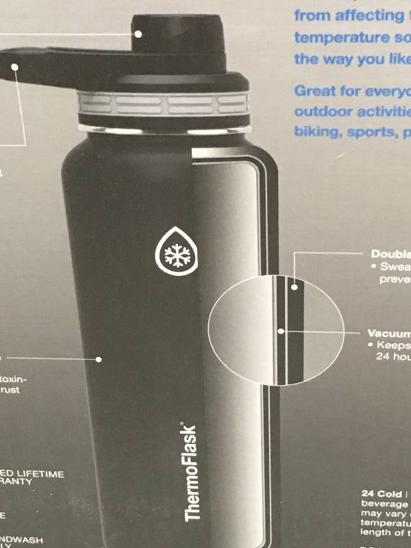 lot 68 image: ThermoFlask 2-Pack Double Wall Vacuum Insulated Stainless Steel BlackGray 40 OZ new