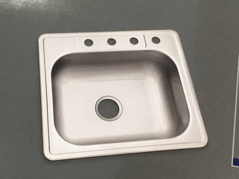 lot 70 image: Glacier Bay Drop-In Stainless Steel 25 in. 4-Hole Single Bowl Kitchen Sink not used