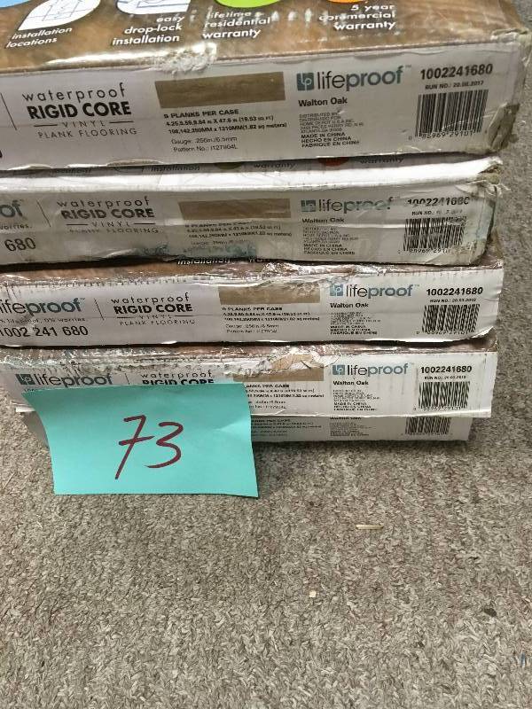 lot 73 image: LOT OF 4 CASES LifeProof Multi-Width x 47.6 in. Walton Oak Luxury Vinyl Plank Flooring (19.53 sq. ft.  case)