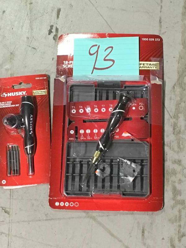 lot 93 image: Husky Precision Screwdriver Set (18-Piece) PLUS Husky 8-in-1 Precision Torx Screwdriver Set
