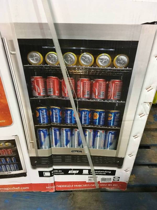 lot 11 image: Magic Chef Beverage 23.4 in. 154 (12 oz.) Can Cooler, Stainless Steel not used
