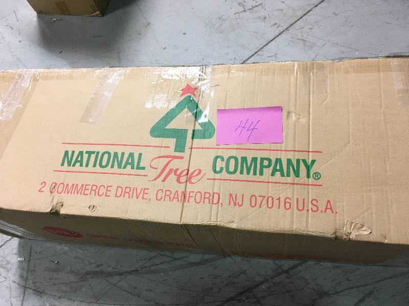 lot 44 image: National Tree Company 7-12 ft. Feel Real Tiffany Fir Slim Hinged Artificial Christmas Tree with 600 Clear Lights open box in good condition