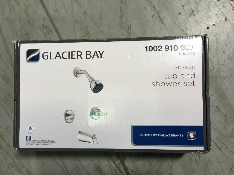 lot 45 image: Glacier Bay Aragon 2-Handle 1-Spray Tub and Shower Faucet in Chrome (Valve Included) not used