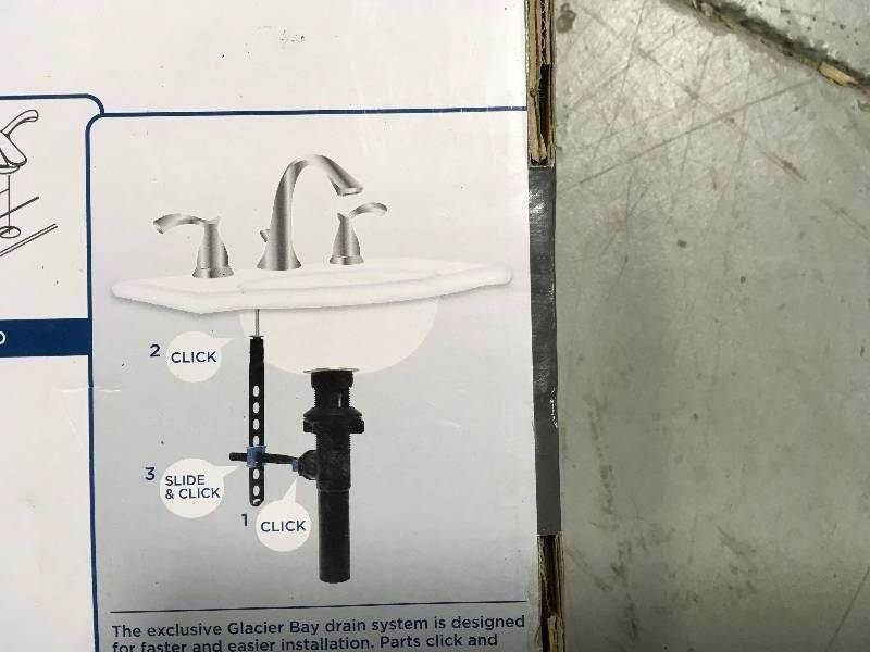 lot 51 image: Glacier Bay Edgewood 8 in. Widespread 2-Handle High-Arc Bathroom Faucet in Brushed Nickel