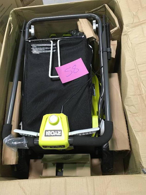 lot 58 image: Ryobi 16 in. 40-Volt Lithium-Ion Cordless Battery Walk Behind Push Lawn Mower - 4.0 Ah BatteryCharger Included Open box in good condition